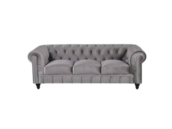 Chesterfield Bank 3-Zits | Velvet Grijs