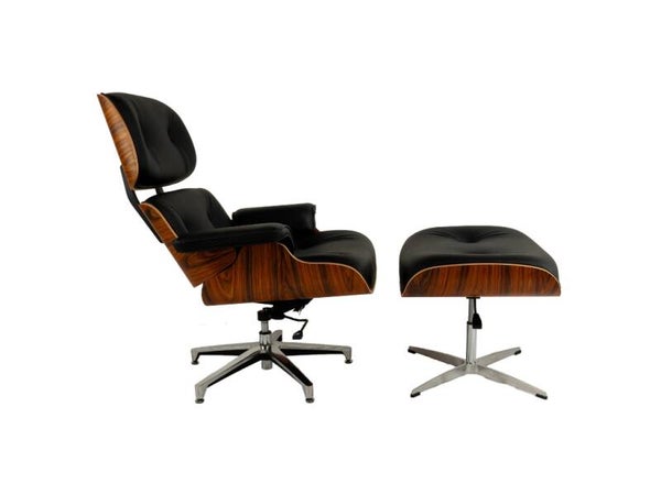 Lounge Chair XL Verstelbaar Kantelbaar - Zwart - Leer