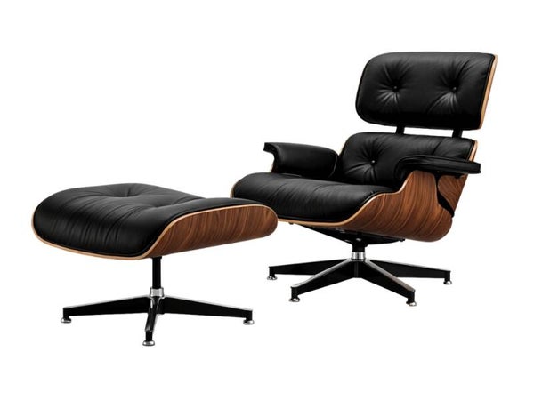 Lounge Chair + Ottoman - Italiaans leer