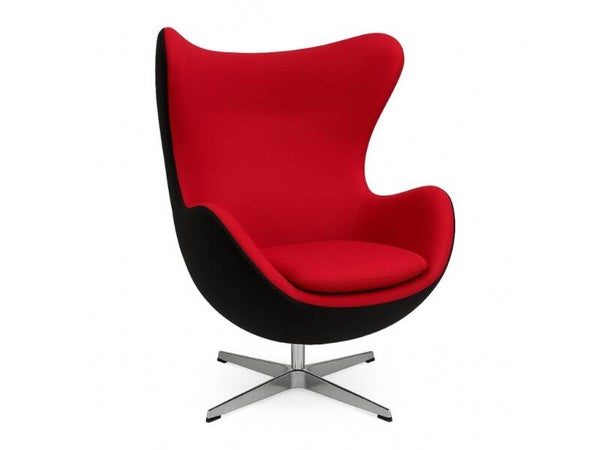 Egg Chair Rood Zwart Stof