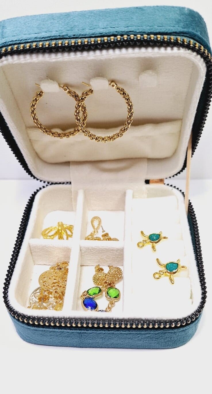 J - Juwelen reisdoosje Blauwgroen