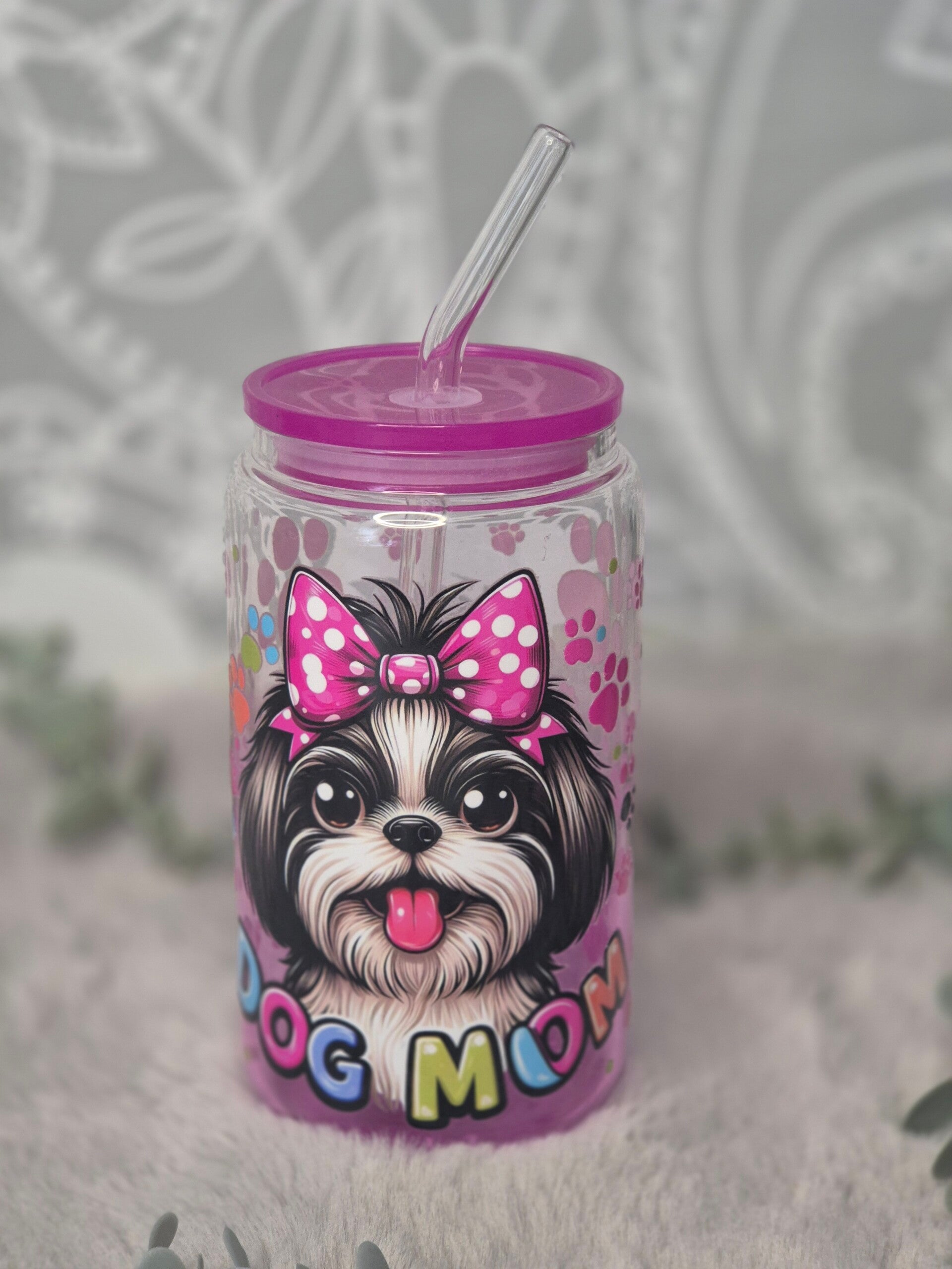 Glas Trinkbecher ( Dog Mom )