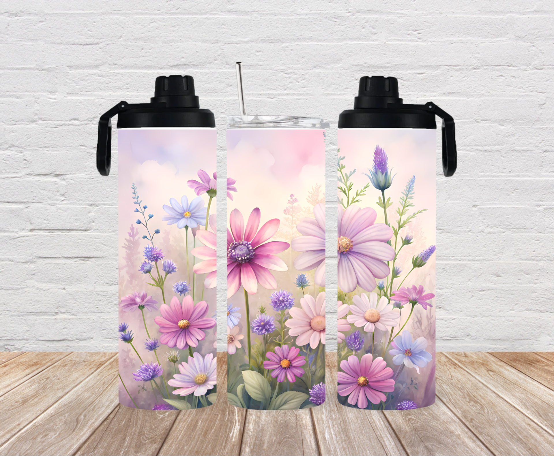 Thermobecher Florale Blumen ( mit 2 Deckel )