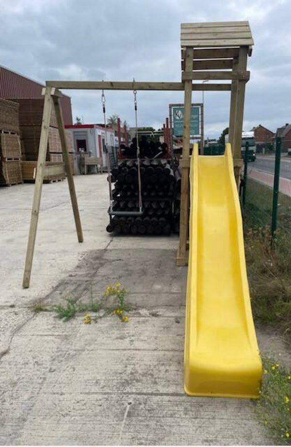 speeltoren met glijbaan + klimstenen