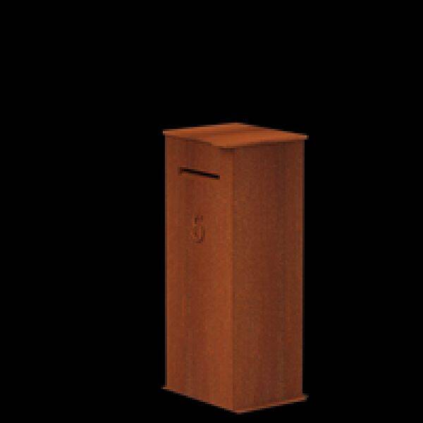 Pakketbrievenbus in cortenstaal 50 x 40 cm - H: 120 cm