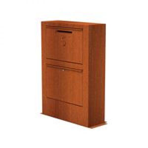 Pakketbrievenbus in cortenstaal 87 x 30 cm - H: 125 cm