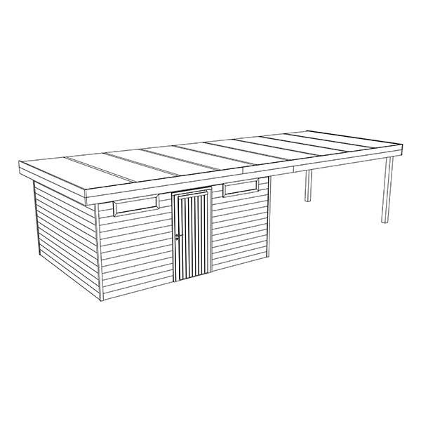 Tuinhuis xl met aanbouw 330 x 870
