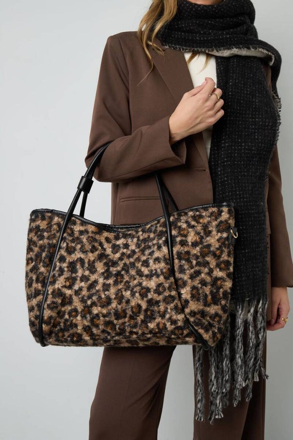 Panter tas met zwart hengsel