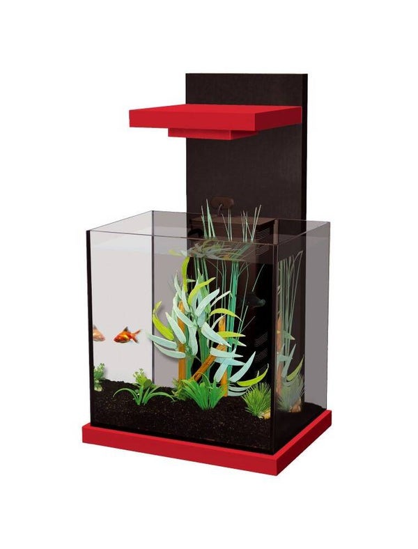 Nano cube desing aquarium rood/zwart
