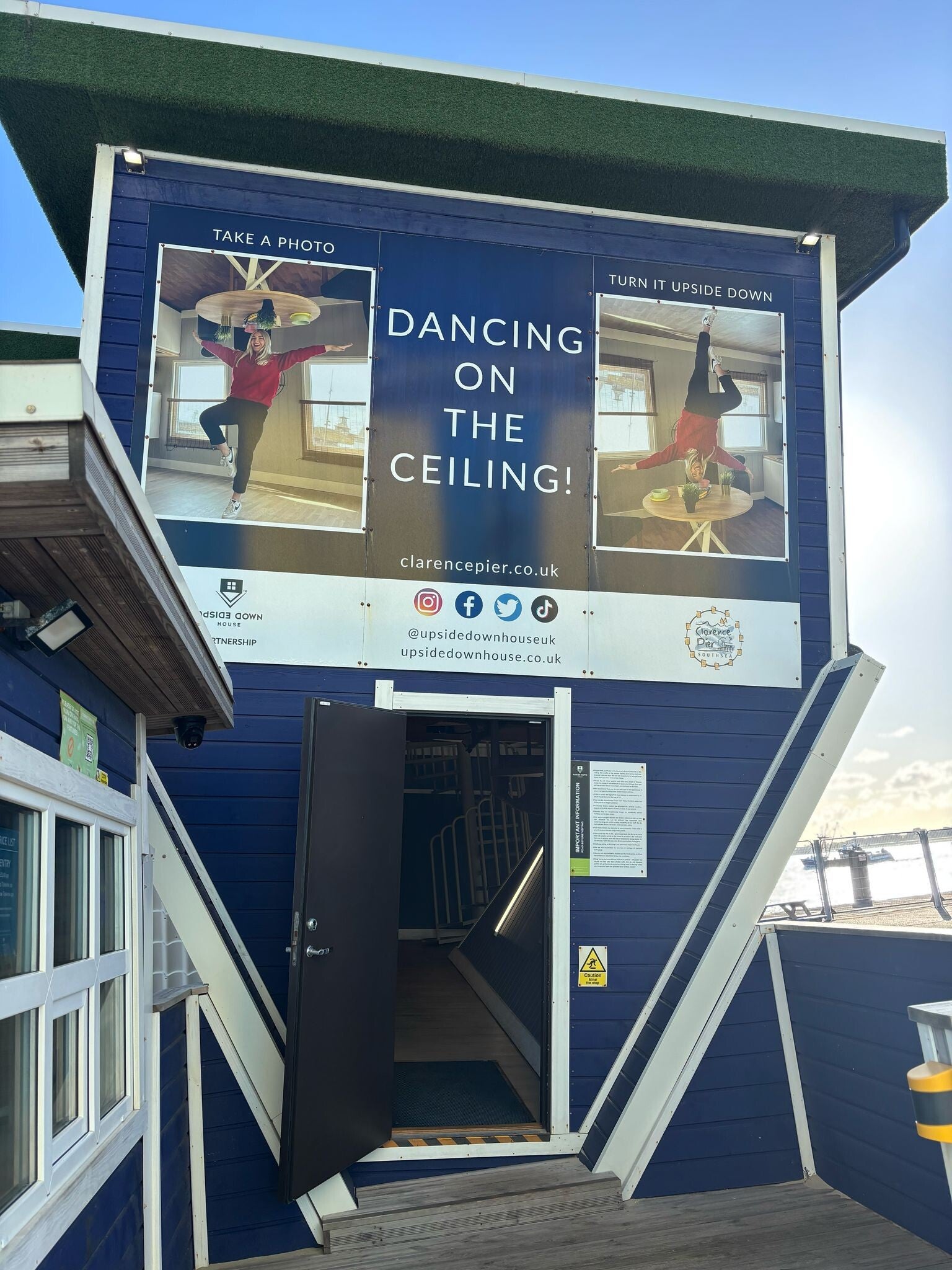 Upside down house Portsmouth Clarence Pier review Southsea see front days out for family's in Portsmouth Hampshire things to do on the south coast photo oops family fun 