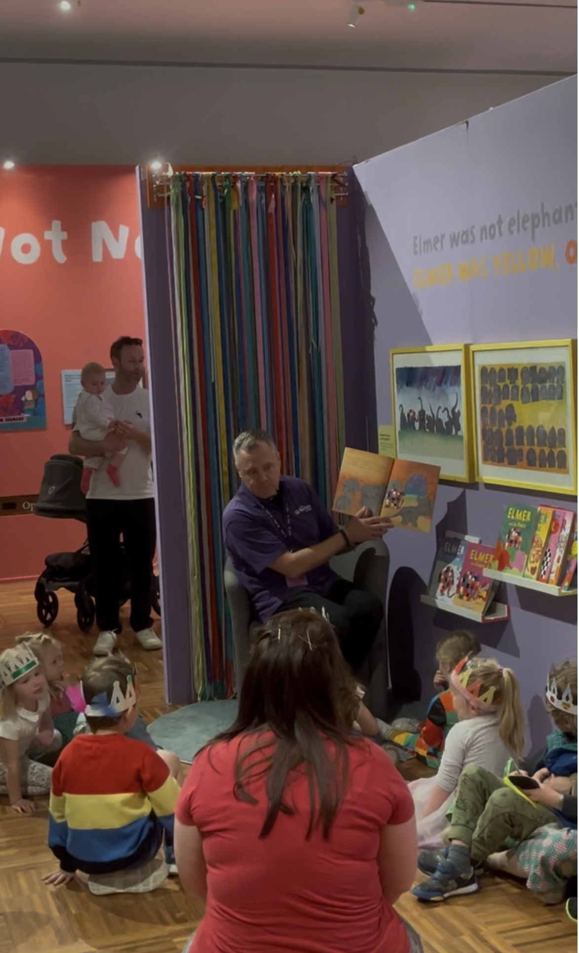 Children enjoying Elmer storytime at The Novium Museum Chichester