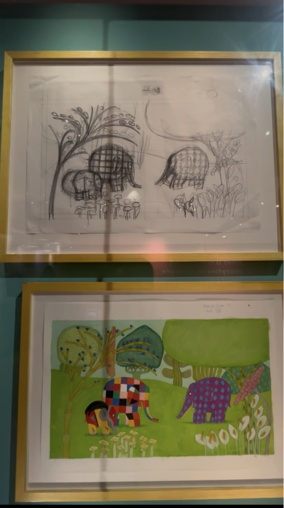 Original David McKee illustrations at Elmer & Friends exhibition Chichester