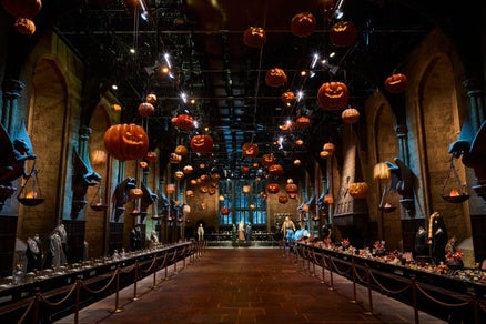 Harry Potter Halloween event London Things to do in London with kids Halloween Harry Potter themed Halloween event Hogwarts Great Hall pumpkins