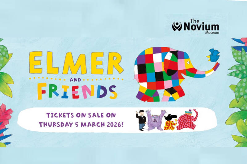 Family enjoying Elmer & Friends exhibition at The Novium Museum Chichester