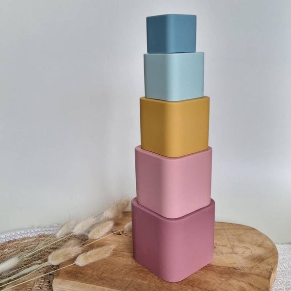 Siliconen stapeltoren bakjes aardetinten