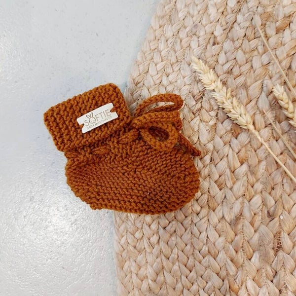 Merino wollen slofjes cognac