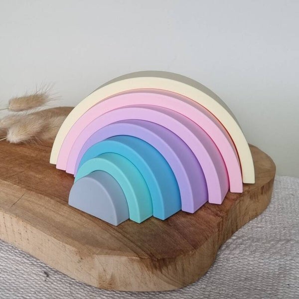Siliconen stapeltoren regenboog pastel