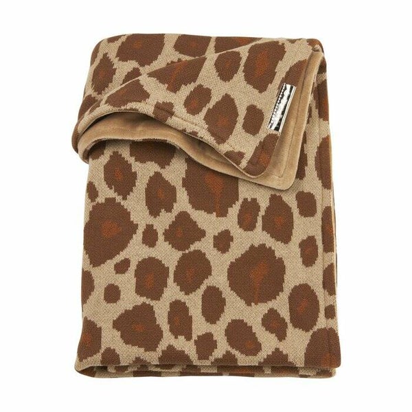 Ledikantdeken velvet panter - camel
