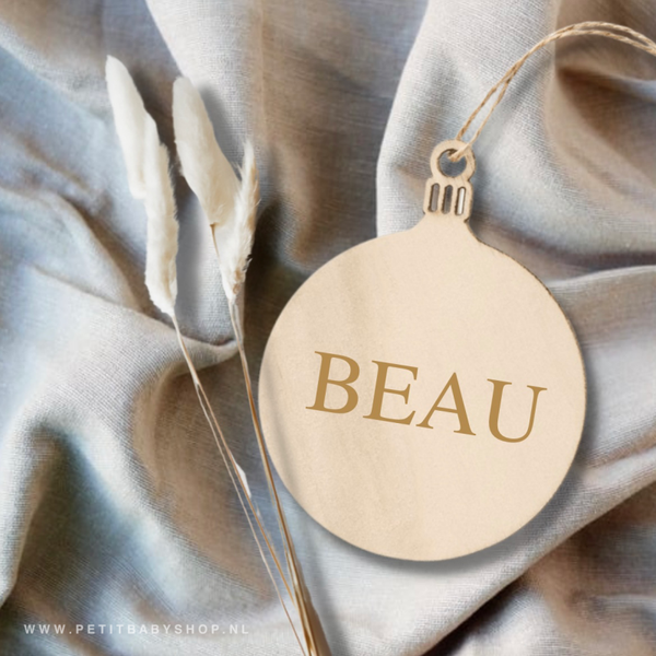 Houten kerstbal hanger met naam
