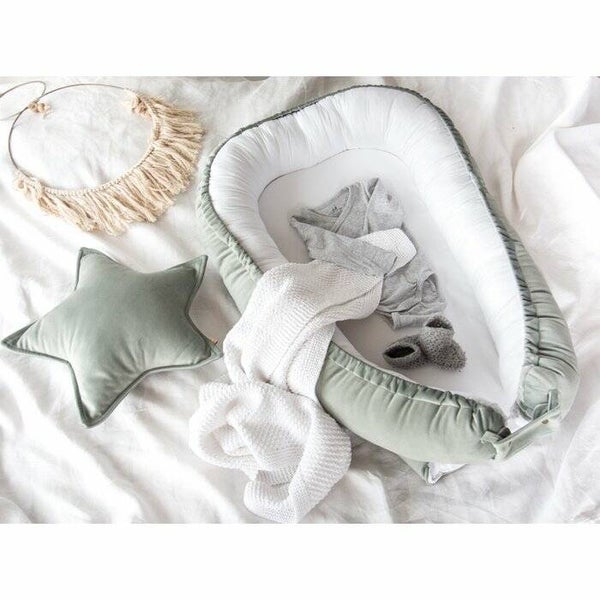 Fluwelen babynest - mint