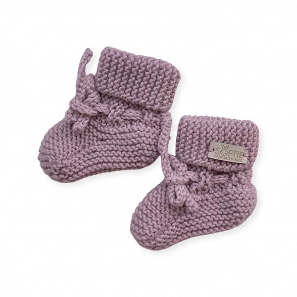 Merino wollen slofjes poeder roze/lila