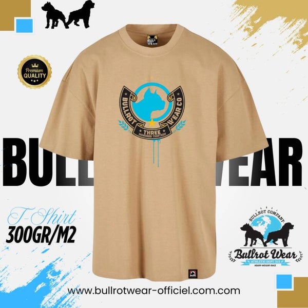 T-Shirt " Bullrot Wear " Wear Co Thre Hundred Thirteen 300Gr / M2 Heavy Couleur Crème