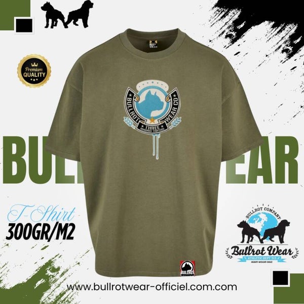 T-Shirt " Bullrot Wear " Wear Co Thre Hundred Thirteen 300Gr / M2 Heavy Couleur Kaki