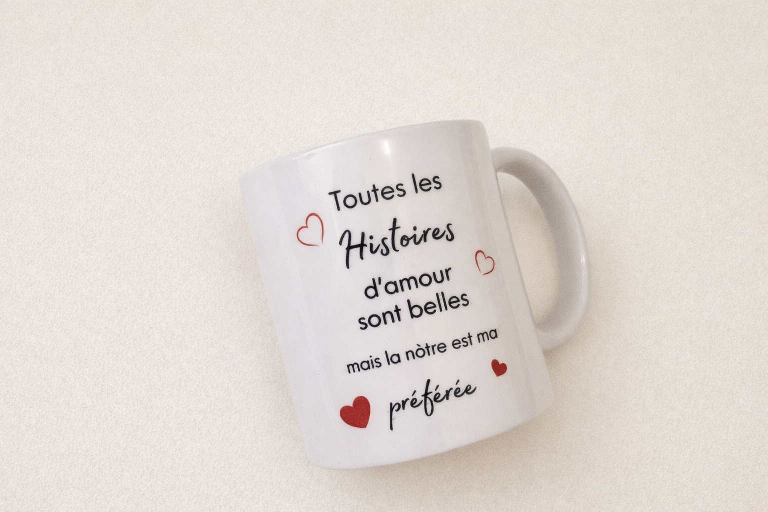 Mug romantique ❤️ "Toutes les histoires d’amour sont belles