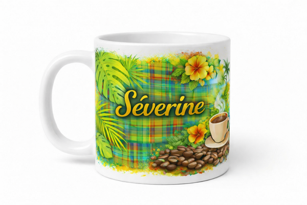Mug créole personnalisé – Prénom & vibes soleil ☀️
