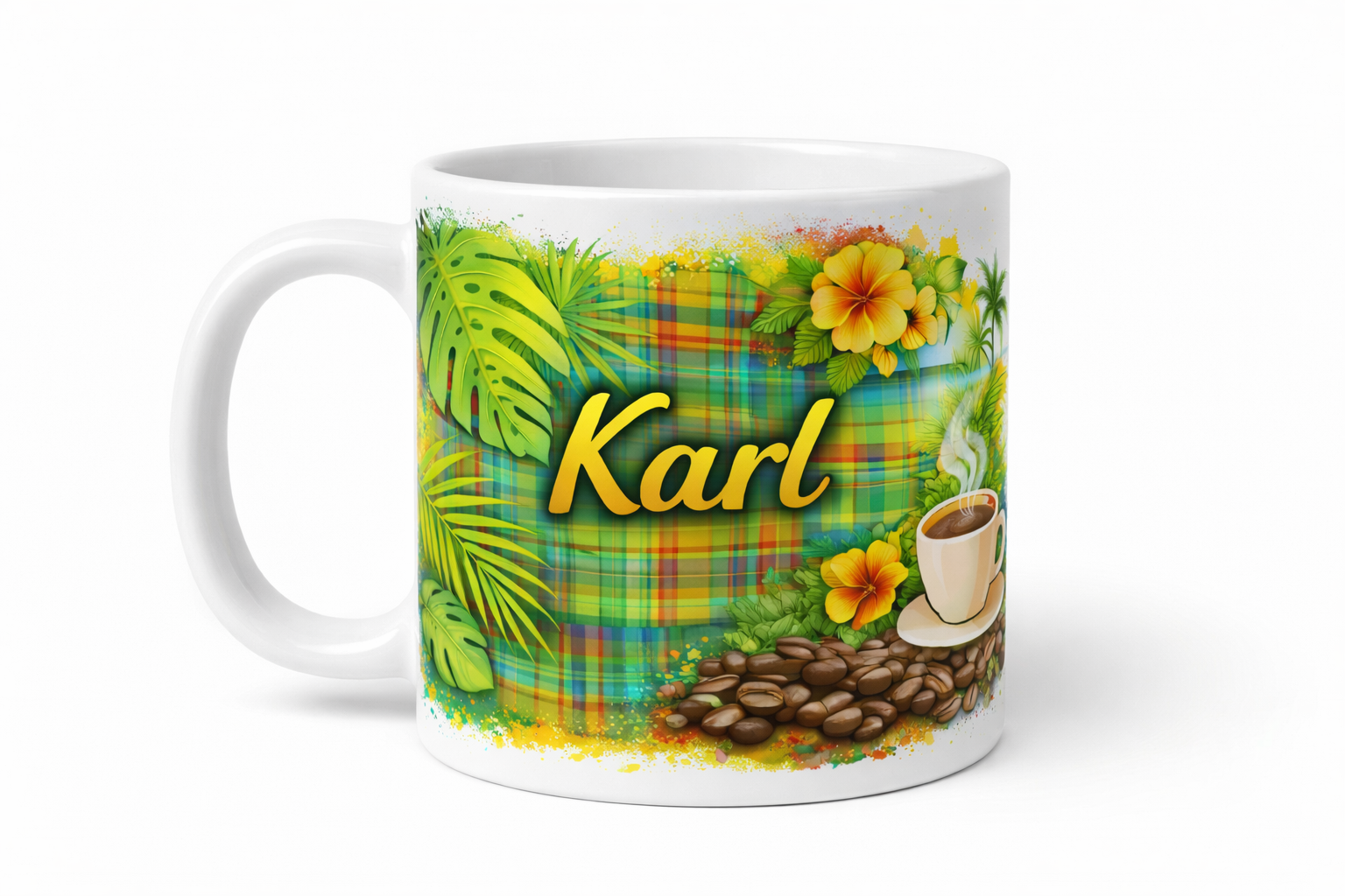 Mug créole personnalisé – Prénom & vibes soleil ☀️