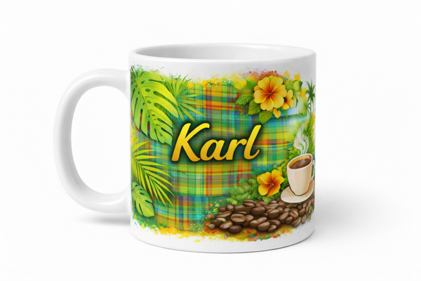 Mug créole personnalisé – Prénom & vibes soleil ☀️
