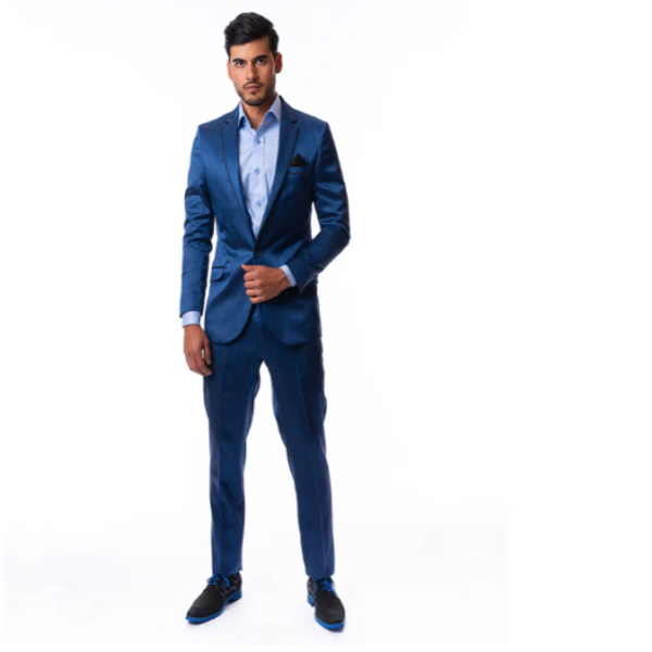 TRAJE AZUL SATINADO