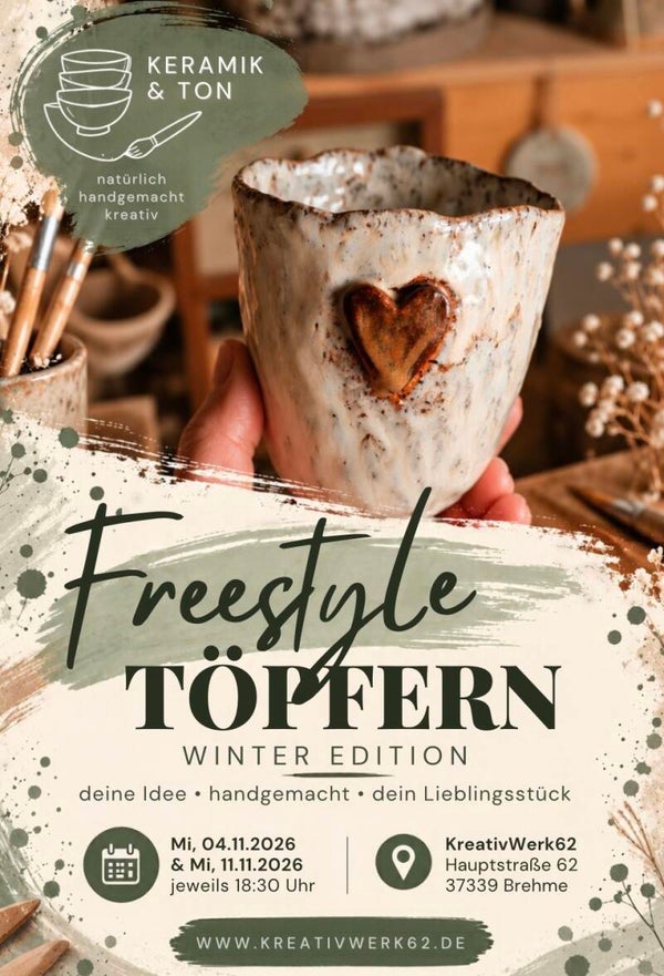Mittwoch, 04.11.26 | 18 Uhr Töpfern