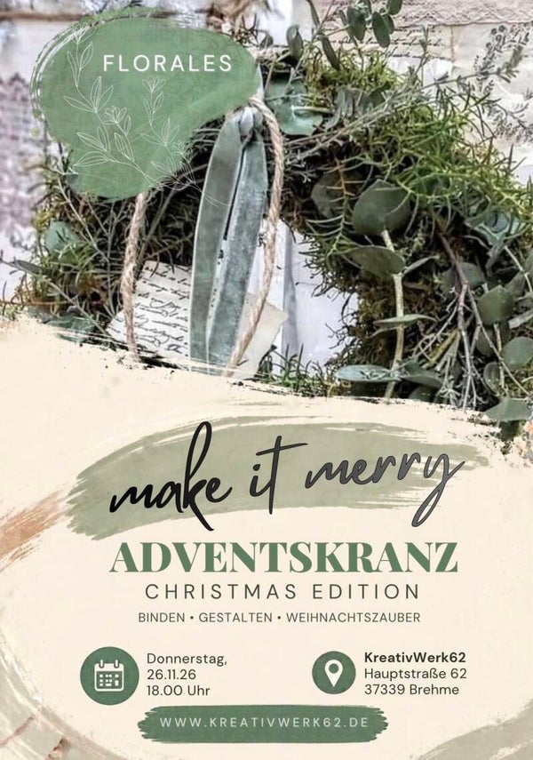 Donnerstag, 26.11.26 | 18 Uhr Adventskranz