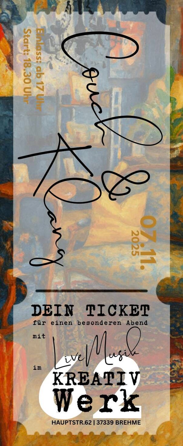 Freitag, 07.11.2025 | 18.30 Uhr Couch & Klang