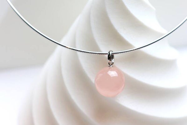 Rosenquarz Kugel-Anhänger – Collier oder Kette