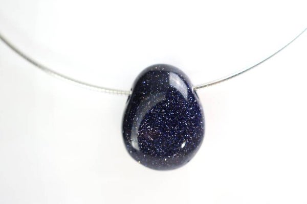 Blaufluss Anhänger mit Collier / Lederhalsband / Kautschuk Halsband