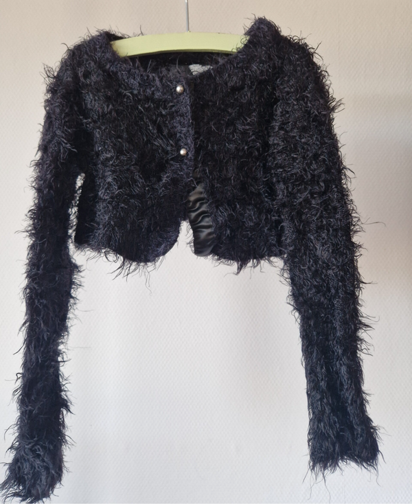 Fluffy Vestje Zwart 110-116