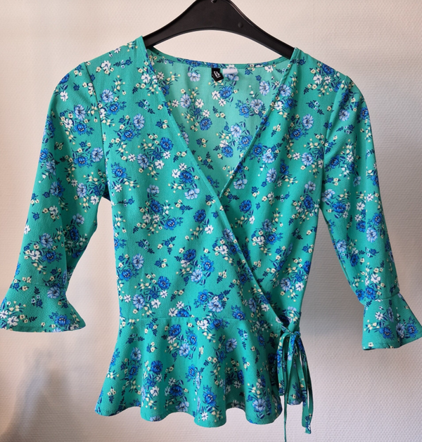Blouse Blauwe Bloemen S