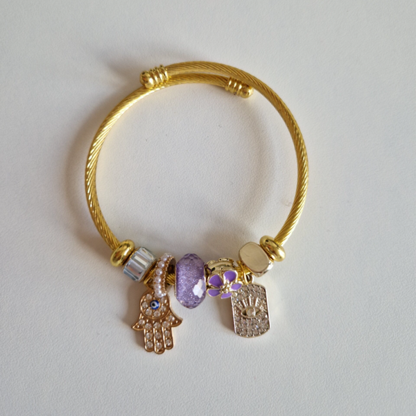 Purple eye Bracelet (met bedels)