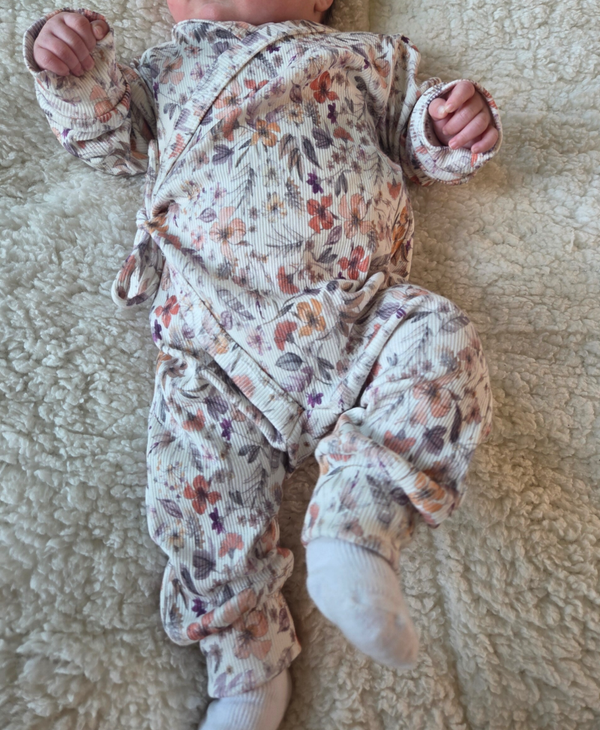 Purple flowers rib boxpakje (meegroei)