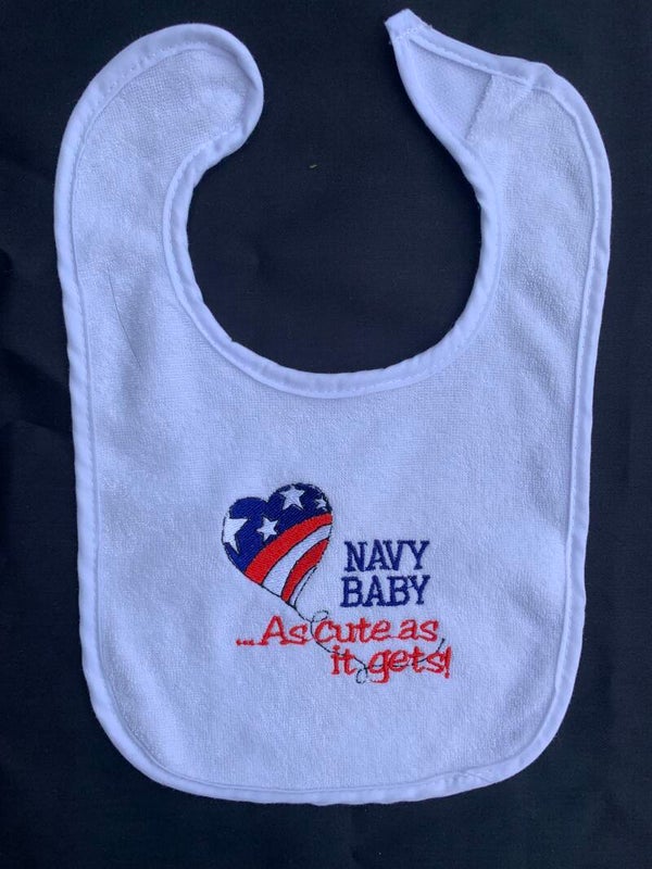 Embroidered United States Military Branch Baby Bibs--FREE Shipping!