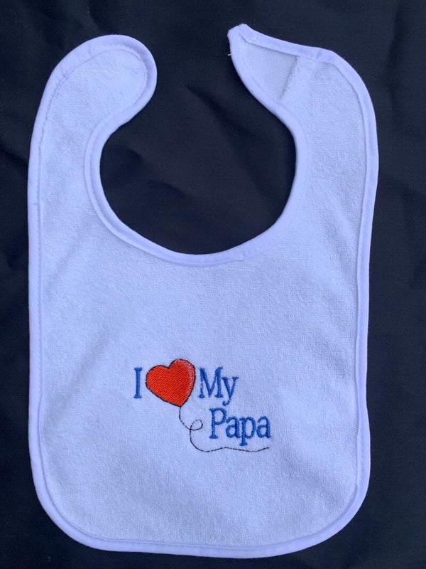 "I Love Papa" Machine Embroidered Bibs--FREE Shipping!