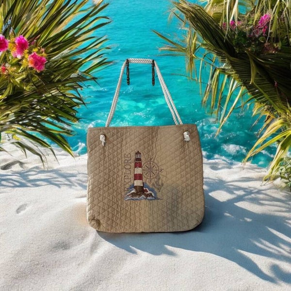 "Chillin' By The Shore" Unique Oversized Beach Bag Carries All!