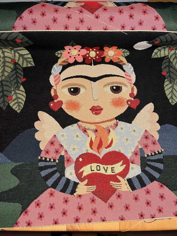 Frida Kahlo sort gobelin
