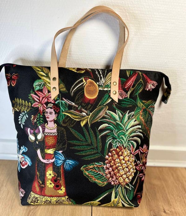 Skuldertaske m/ læder hanke Frida