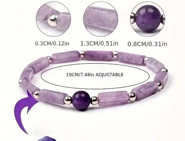 Ametyst armbånd m/ aflange rør