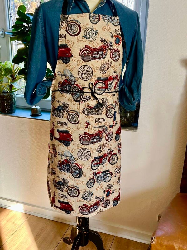 Forklæde i gobelin motorcykel