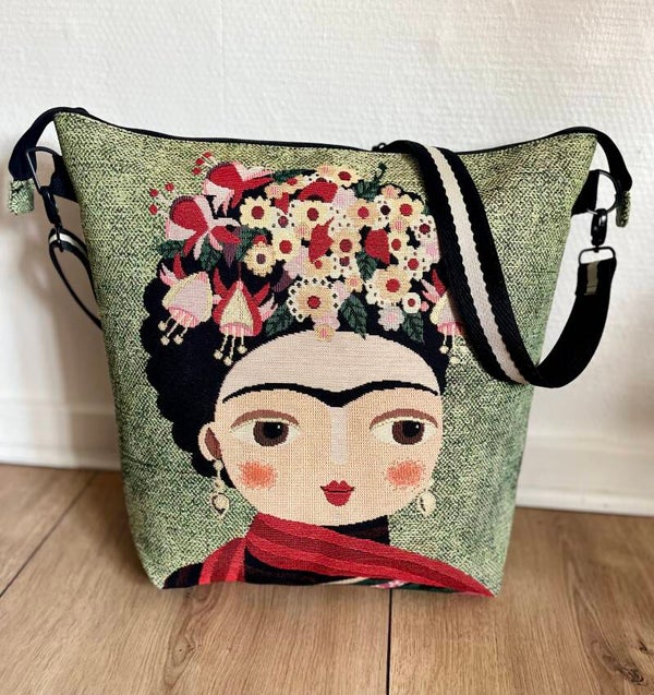 Stor crossover Frida Kahlo grøn