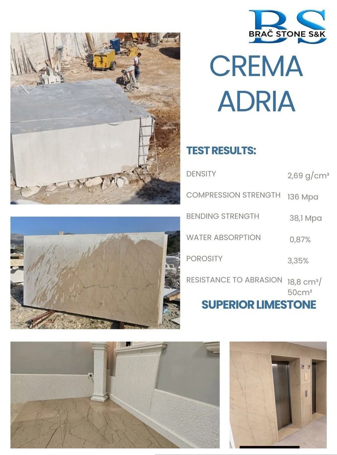 BRAČSTONE CREMA ADRIA Kalkstein